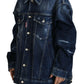 Dsquared² Blue Distressed Collared Denim Jacket