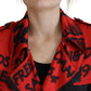 Dsquared² Red Printed Button Collared Desigual Coat Jacket