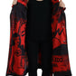 Dsquared² Red Printed Button Collared Desigual Coat Jacket