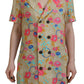 Dsquared² Multicolor Printed Collared Button Front Long Blouse Top