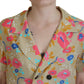 Dsquared² Multicolor Printed Collared Button Front Long Blouse Top