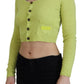 Dsquared² Yellow Green Cashmere Long Sleeves Cropped Sweater