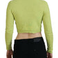 Dsquared² Yellow Green Cashmere Long Sleeves Cropped Sweater