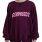 Dsquared² Purple Cotton Distressed Printed Long Sleeve Sweater