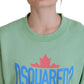 Dsquared² Green Logo Printed Crew Neck Long Sleeve Sweater