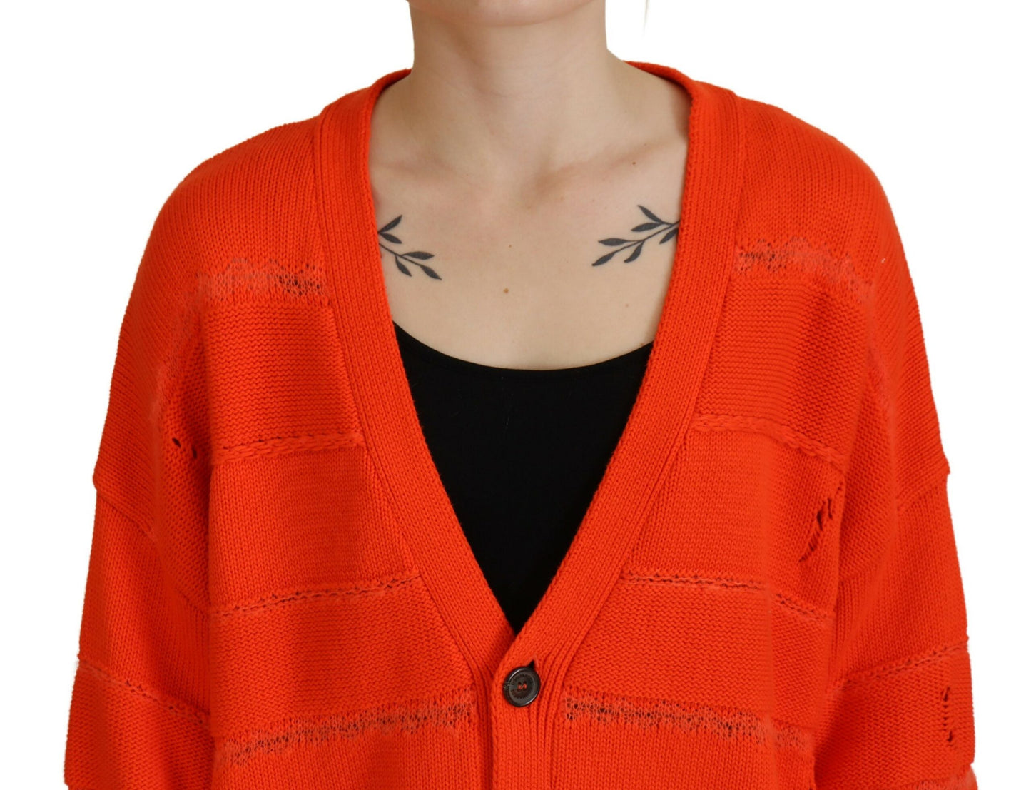 Dsquared² Orange Cotton Knitted Buttoned Cardigan Sweater