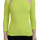 Dsquared² Yellow Green Viscose Open Shoulder Long Sleeves Top