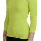 Dsquared² Yellow Green Viscose Open Shoulder Long Sleeves Top