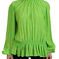 Dsquared² Green Stars Print Viscose Long Sleeves Blouse Top