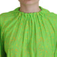 Dsquared² Green Stars Print Viscose Long Sleeves Blouse Top