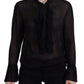 Dsquared² Black Viscose Long Sleeves See Through Blouse Top