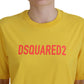 Dsquared² Yellow Logo Print Cotton Crewneck Easy Tee T-shirt