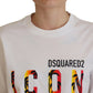 Dsquared² White Cotton Shiny Icon East Tee Crewneck T-shirt