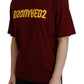 Dsquared² Maroon Logo Cotton Crewneck Short Sleeve Tee T-shirt