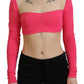 Dsquared² Pink Viscose Knit Square Neck Long Sleeves Top