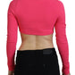 Dsquared² Pink Viscose Knit Square Neck Long Sleeves Top