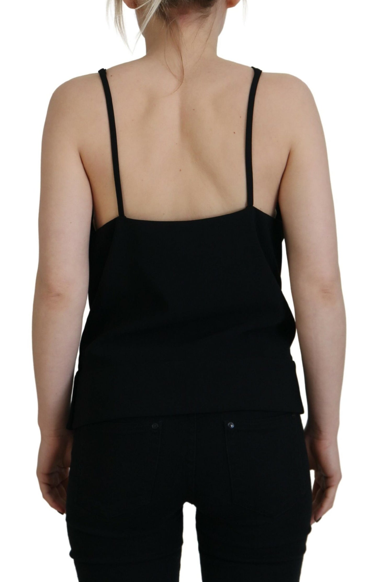 Dsquared² Black Embellished Deep V-neck Sleeveless Tank Top