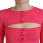 Dsquared² Pink Viscose Knit Open Chest Long Sleeves Top