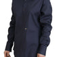 Dsquared² Navy Blue Cotton Button Down Collared Shirt Top