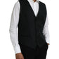 Dolce & Gabbana Black Wool Waistcoat Dress Formal Vest