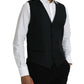 Dolce & Gabbana Black Wool Waistcoat Dress Formal Vest