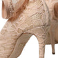 Dolce & Gabbana Beige Stretch Taormina Lace Boots Shoes