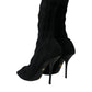 Dolce & Gabbana Black Stiletto Heels Mid Calf Boots Shoes