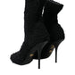 Dolce & Gabbana Black Stiletto Heels Mid Calf Boots Shoes