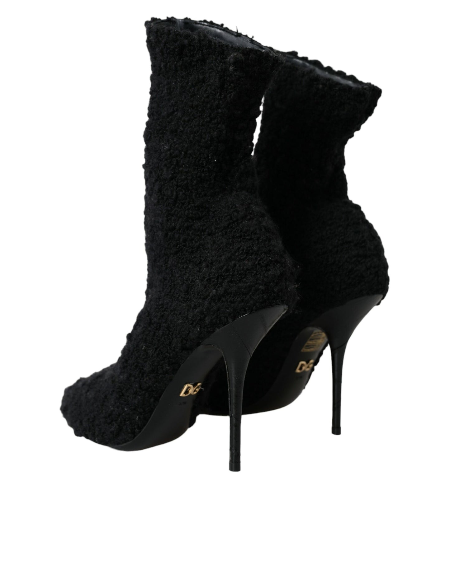 Dolce & Gabbana Black Stiletto Heels Mid Calf Boots Shoes