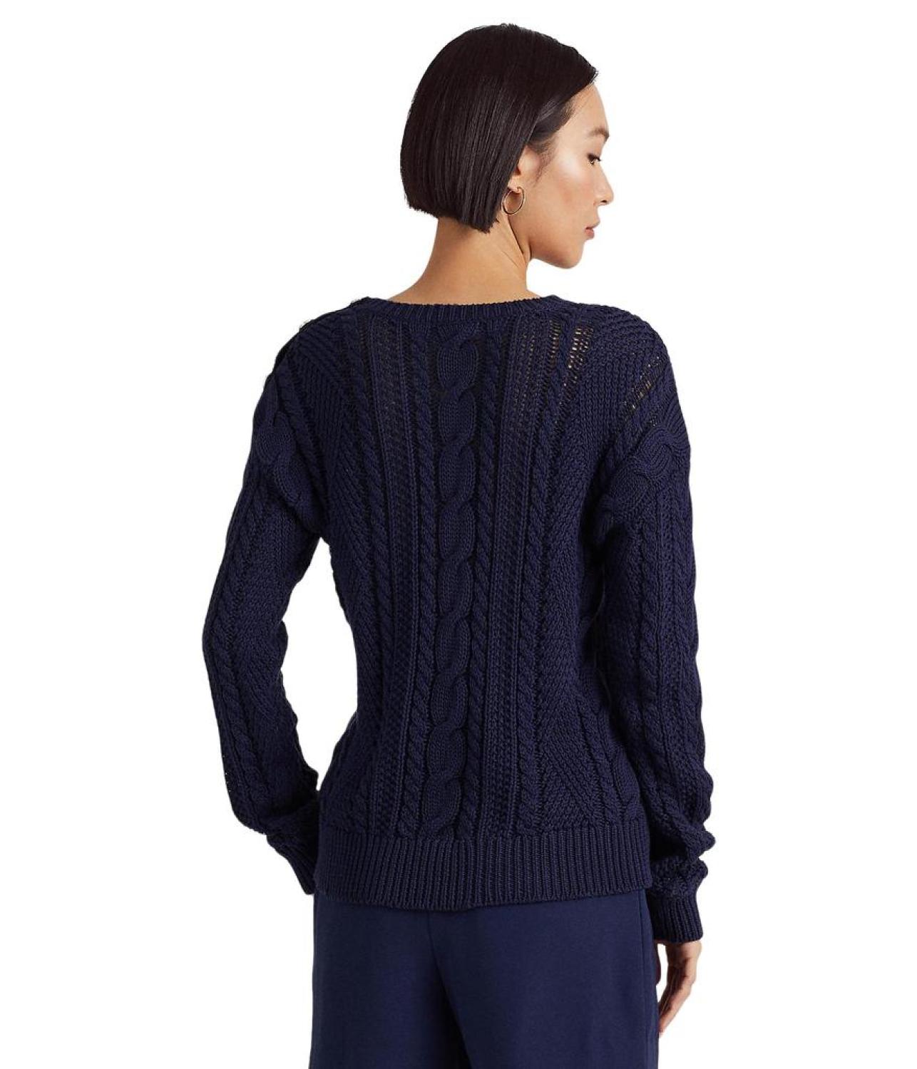 Petite Aran-Knit Cotton Sweater