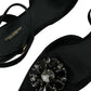 Dolce & Gabbana Black Leather Crystal Slingback Sandals Shoes