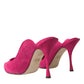 Dolce & Gabbana Fuchsia Suede Leather Mules Sandals Shoes