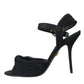 Dolce & Gabbana Black Suede Embellished Heels Sandals Shoes