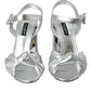 Dolce & Gabbana Silver Lambskin Leather Heels Sandals Shoes