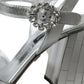 Dolce & Gabbana Silver Lambskin Leather Heels Sandals Shoes