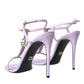 Dolce & Gabbana Purple Leather Logo Ankle Strap Heels Sandals Shoes