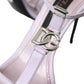 Dolce & Gabbana Purple Leather Logo Ankle Strap Heels Sandals Shoes