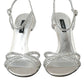 Dolce & Gabbana Silver Viscose Crystal Heels Sandals Shoes