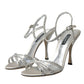 Dolce & Gabbana Silver Viscose Crystal Heels Sandals Shoes