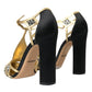 Dolce & Gabbana Black Suede Gold Embellished Heels Pump Shoes