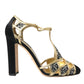 Dolce & Gabbana Black Suede Gold Embellished Heels Pump Shoes