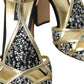 Dolce & Gabbana Black Suede Gold Embellished Heels Pump Shoes