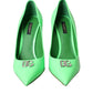 Dolce & Gabbana Neon Green Patent Leather Logo Pumps Shoes