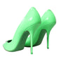 Dolce & Gabbana Neon Green Patent Leather Logo Pumps Shoes