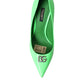 Dolce & Gabbana Neon Green Patent Leather Logo Pumps Shoes