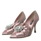 Dolce & Gabbana Pink Satin Crystal High Heels Pumps Shoes