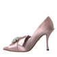 Dolce & Gabbana Pink Satin Crystal High Heels Pumps Shoes