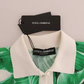 Dolce & Gabbana Green Banana Print Silk Polo T-shirt