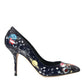 Dolce & Gabbana Blue Space Robot Leather Heels Pumps Shoes