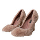 Dolce & Gabbana Light Pink Faux Fur Heels Pumps Shoes